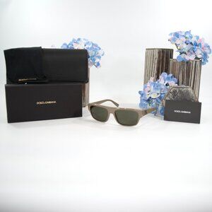 Dolce & Gabbana DG4455 Khaki Gunmetal Logo Acrylic Sunglasses NWT Case